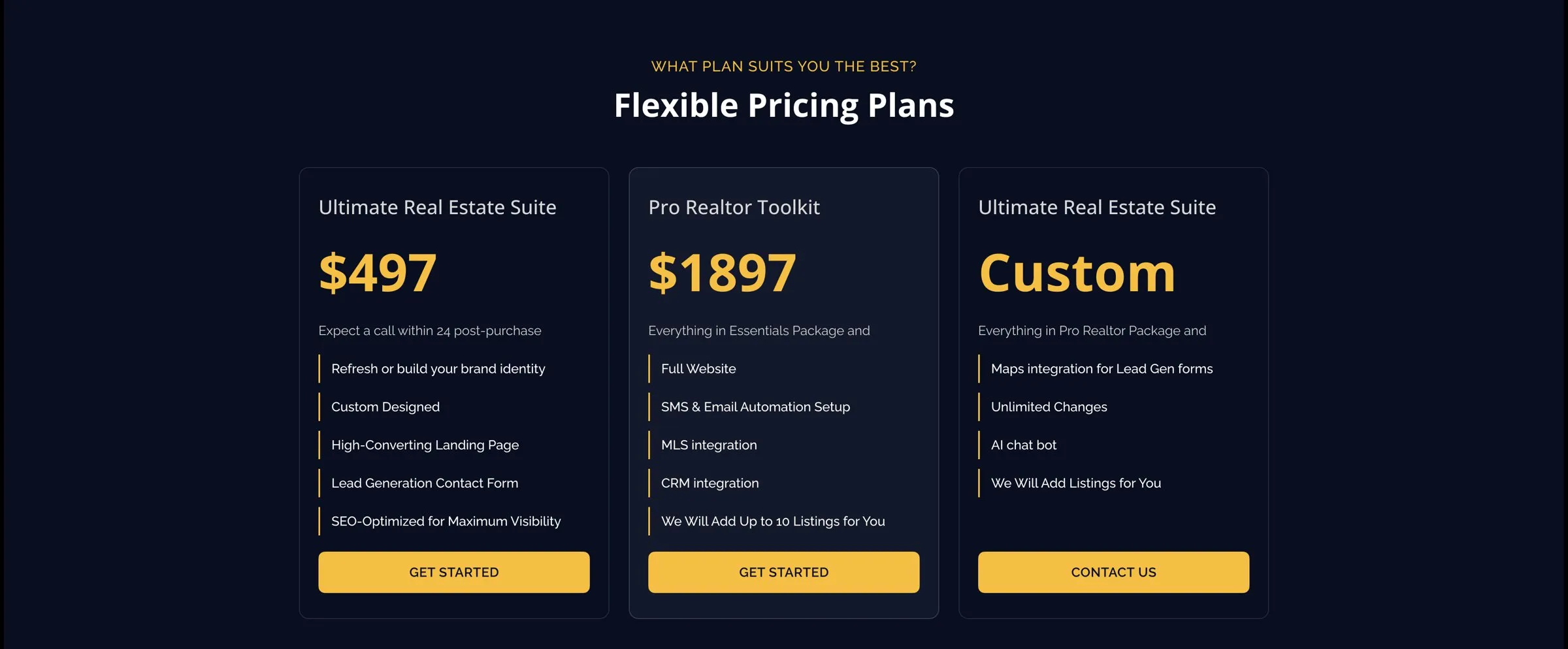 Flexible pricing plans: three tiers